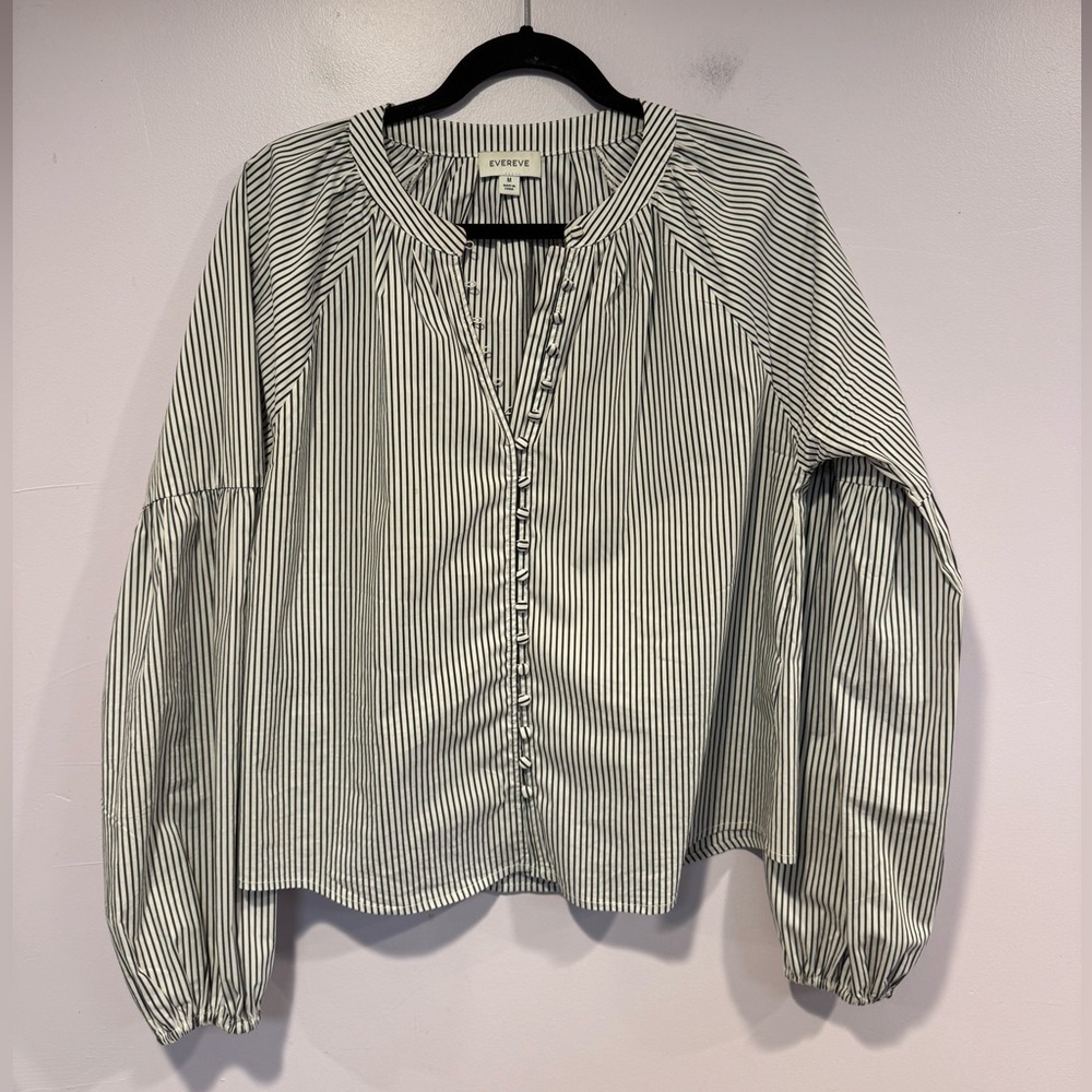 Striped Evereve button detail‎ long sleeve